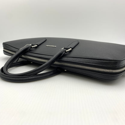【中古品】【メンズ】 COACH コーチ CEF41 SV/BK イーサン ラージ ブリーフ カバン ショルダーバッグ クロスグレイン レザー 188-260801-ko-01-tei カラー：ブラック 万代Net店