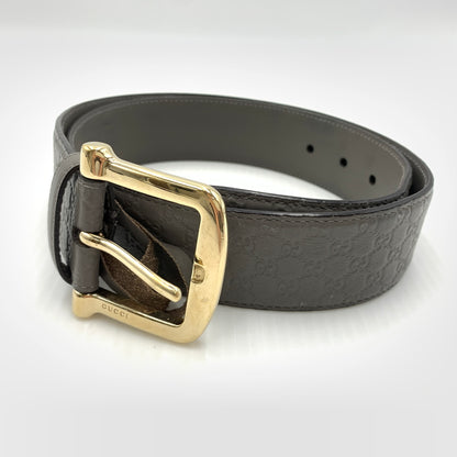 【中古品】【メンズ】 GUCCI グッチ 281548 マイクログッチ シマレザーベルト アクセサリー 182-260801-ko-03-tei サイズ：85・34 カラー：グレー 万代Net店