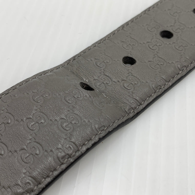 【中古品】【メンズ】 GUCCI グッチ 281548 マイクログッチ シマレザーベルト アクセサリー 182-260801-ko-03-tei サイズ：85・34 カラー：グレー 万代Net店