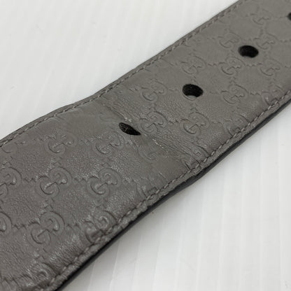 【中古品】【メンズ】 GUCCI グッチ 281548 マイクログッチ シマレザーベルト アクセサリー 182-260801-ko-03-tei サイズ：85・34 カラー：グレー 万代Net店