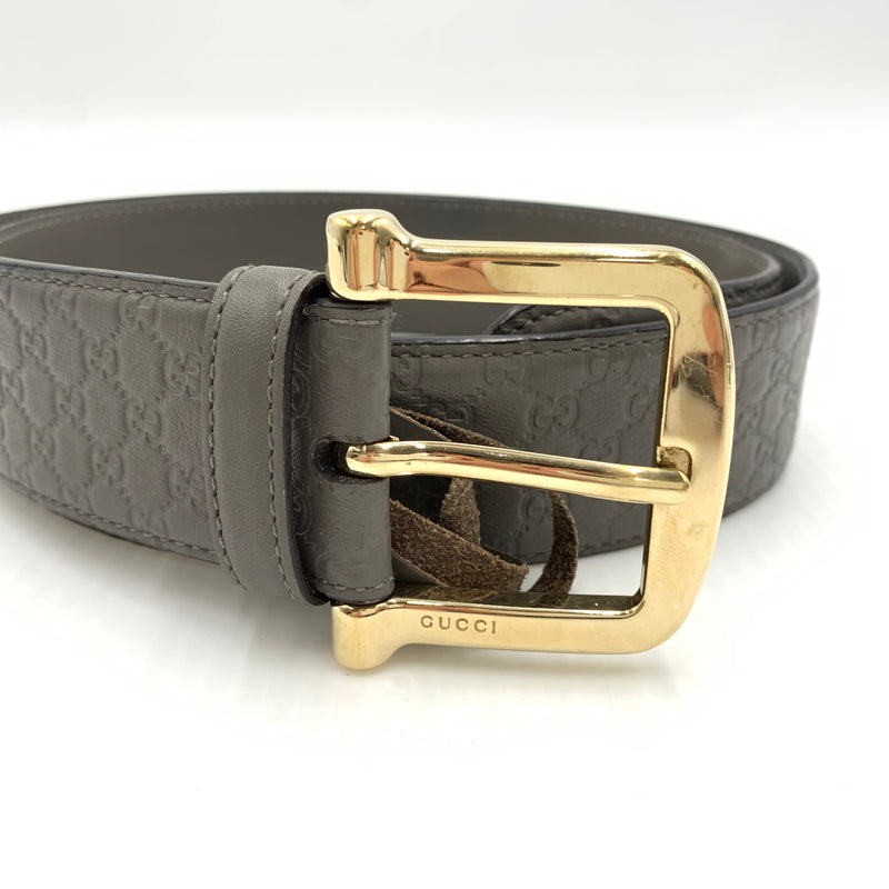 【中古品】【メンズ】 GUCCI グッチ 281548 マイクログッチ シマレザーベルト アクセサリー 182-260801-ko-03-tei サイズ：85・34 カラー：グレー 万代Net店