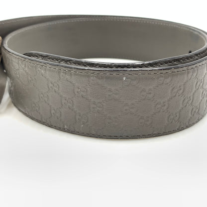 【中古品】【メンズ】 GUCCI グッチ 281548 マイクログッチ シマレザーベルト アクセサリー 182-260801-ko-03-tei サイズ：85・34 カラー：グレー 万代Net店