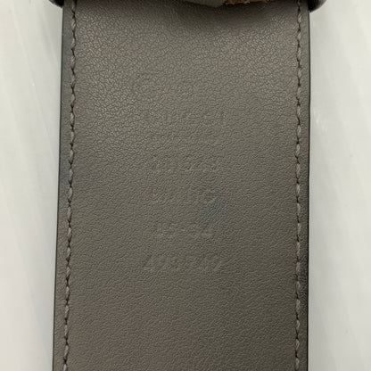 【中古品】【メンズ】 GUCCI グッチ 281548 マイクログッチ シマレザーベルト アクセサリー 182-260801-ko-03-tei サイズ：85・34 カラー：グレー 万代Net店