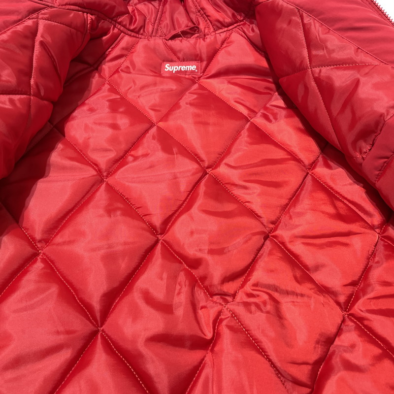 【中古品】【メンズ】 SUPREME シュプリーム 18AW ZIG ZAG STITCH PUFFY JACKET ジグザグステッチ パフィ ジャケット アウター 149-260801-yo-07-tei サイズ：S カラー：レッド 万代Net店