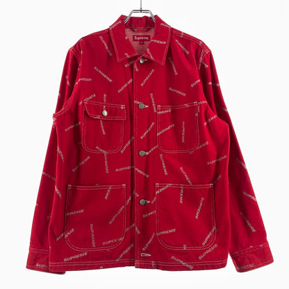 【中古品】【メンズ】 SUPREME シュプリーム 17SS DENIM LOGO CHORE COAT デニムロゴ チョアコート ライトアウター デニムジャケット 149-260801-yo-10-tei サイズ：M カラー：レッド 万代Net店