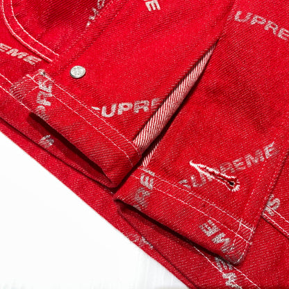 【中古品】【メンズ】 SUPREME シュプリーム 17SS DENIM LOGO CHORE COAT デニムロゴ チョアコート ライトアウター デニムジャケット 149-260801-yo-10-tei サイズ：M カラー：レッド 万代Net店