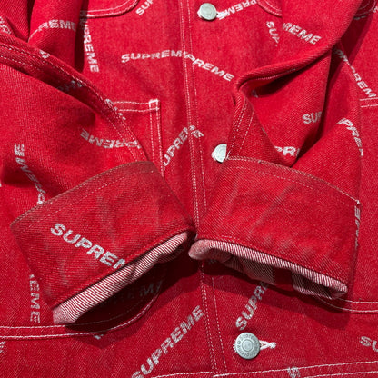 【中古品】【メンズ】 SUPREME シュプリーム 17SS DENIM LOGO CHORE COAT デニムロゴ チョアコート ライトアウター デニムジャケット 149-260801-yo-10-tei サイズ：M カラー：レッド 万代Net店