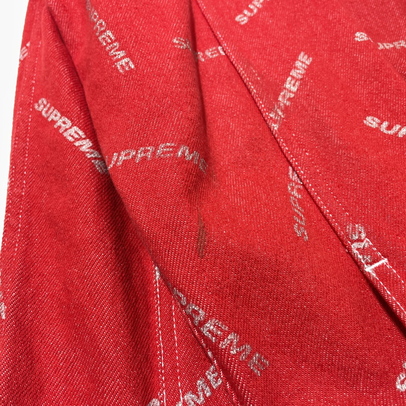 【中古品】【メンズ】 SUPREME シュプリーム 17SS DENIM LOGO CHORE COAT デニムロゴ チョアコート ライトアウター デニムジャケット 149-260801-yo-10-tei サイズ：M カラー：レッド 万代Net店