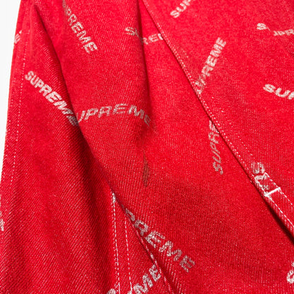 【中古品】【メンズ】 SUPREME シュプリーム 17SS DENIM LOGO CHORE COAT デニムロゴ チョアコート ライトアウター デニムジャケット 149-260801-yo-10-tei サイズ：M カラー：レッド 万代Net店