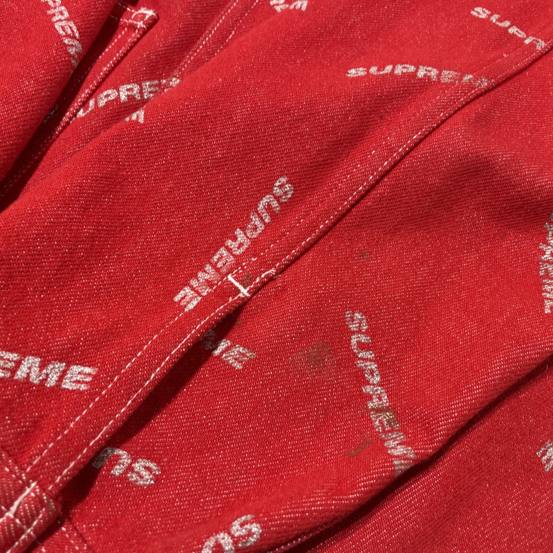 【中古品】【メンズ】 SUPREME シュプリーム 17SS DENIM LOGO CHORE COAT デニムロゴ チョアコート ライトアウター デニムジャケット 149-260801-yo-10-tei サイズ：M カラー：レッド 万代Net店