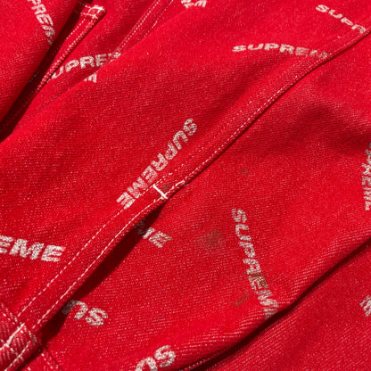 【中古品】【メンズ】 SUPREME シュプリーム 17SS DENIM LOGO CHORE COAT デニムロゴ チョアコート ライトアウター デニムジャケット 149-260801-yo-10-tei サイズ：M カラー：レッド 万代Net店