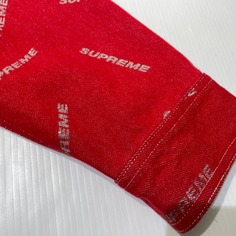 【中古品】【メンズ】 SUPREME シュプリーム 17SS DENIM LOGO CHORE COAT デニムロゴ チョアコート ライトアウター デニムジャケット 149-260801-yo-10-tei サイズ：M カラー：レッド 万代Net店