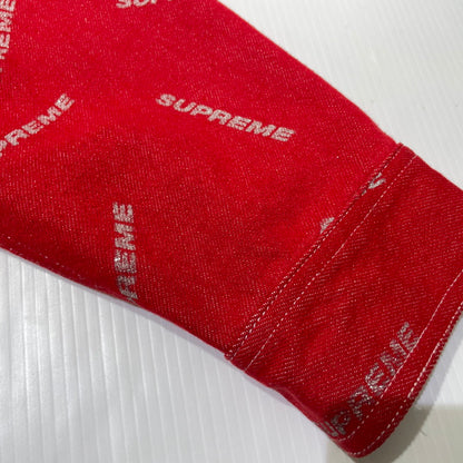 【中古品】【メンズ】 SUPREME シュプリーム 17SS DENIM LOGO CHORE COAT デニムロゴ チョアコート ライトアウター デニムジャケット 149-260801-yo-10-tei サイズ：M カラー：レッド 万代Net店