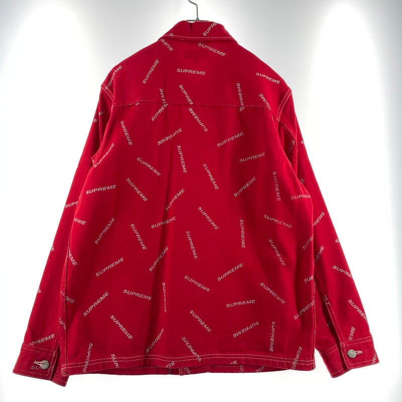 【中古品】【メンズ】 SUPREME シュプリーム 17SS DENIM LOGO CHORE COAT デニムロゴ チョアコート ライトアウター デニムジャケット 149-260801-yo-10-tei サイズ：M カラー：レッド 万代Net店