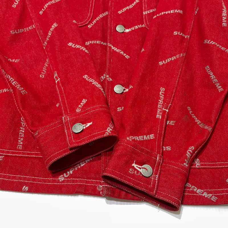 【中古品】【メンズ】 SUPREME シュプリーム 17SS DENIM LOGO CHORE COAT デニムロゴ チョアコート ライトアウター デニムジャケット 149-260801-yo-10-tei サイズ：M カラー：レッド 万代Net店