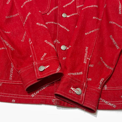 【中古品】【メンズ】 SUPREME シュプリーム 17SS DENIM LOGO CHORE COAT デニムロゴ チョアコート ライトアウター デニムジャケット 149-260801-yo-10-tei サイズ：M カラー：レッド 万代Net店