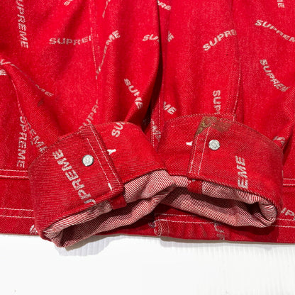 【中古品】【メンズ】 SUPREME シュプリーム 17SS DENIM LOGO CHORE COAT デニムロゴ チョアコート ライトアウター デニムジャケット 149-260801-yo-10-tei サイズ：M カラー：レッド 万代Net店