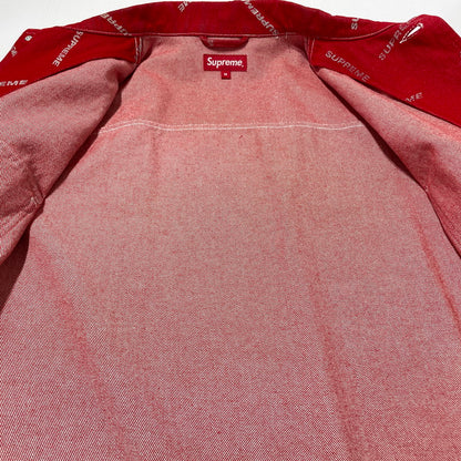【中古品】【メンズ】 SUPREME シュプリーム 17SS DENIM LOGO CHORE COAT デニムロゴ チョアコート ライトアウター デニムジャケット 149-260801-yo-10-tei サイズ：M カラー：レッド 万代Net店
