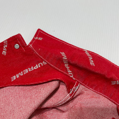 【中古品】【メンズ】 SUPREME シュプリーム 17SS DENIM LOGO CHORE COAT デニムロゴ チョアコート ライトアウター デニムジャケット 149-260801-yo-10-tei サイズ：M カラー：レッド 万代Net店