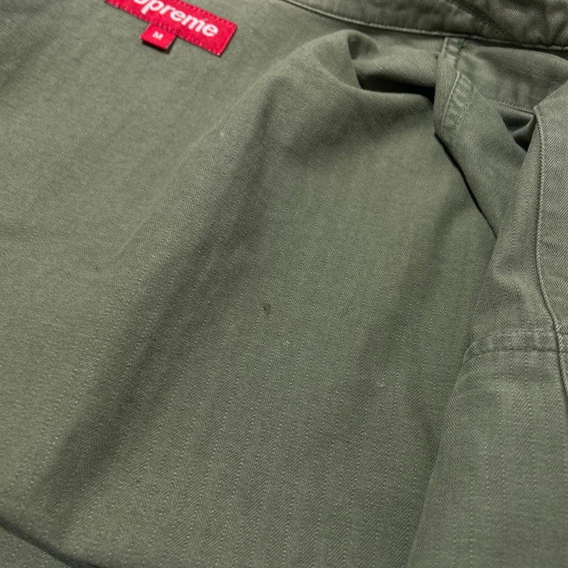 【中古品】【メンズ】 SUPREME シュプリーム 11SS HERRINGBONE MILITARY SHIRT ヘリンボーン ミリタリー シャツ 長袖 トップス 149-260801-yo-14-tei サイズ：M カラー：カーキ 万代Net店