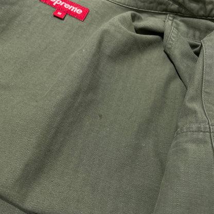 【中古品】【メンズ】 SUPREME シュプリーム 11SS HERRINGBONE MILITARY SHIRT ヘリンボーン ミリタリー シャツ 長袖 トップス 149-260801-yo-14-tei サイズ：M カラー：カーキ 万代Net店