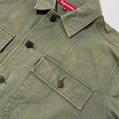【中古品】【メンズ】 SUPREME シュプリーム 11SS HERRINGBONE MILITARY SHIRT ヘリンボーン ミリタリー シャツ 長袖 トップス 149-260801-yo-14-tei サイズ：M カラー：カーキ 万代Net店
