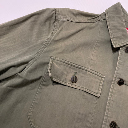 【中古品】【メンズ】 SUPREME シュプリーム 11SS HERRINGBONE MILITARY SHIRT ヘリンボーン ミリタリー シャツ 長袖 トップス 149-260801-yo-14-tei サイズ：M カラー：カーキ 万代Net店