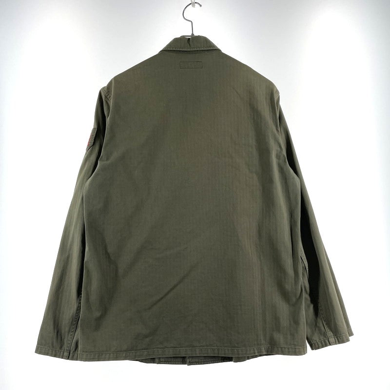 【中古品】【メンズ】 SUPREME シュプリーム 11SS HERRINGBONE MILITARY SHIRT ヘリンボーン ミリタリー シャツ 長袖 トップス 149-260801-yo-14-tei サイズ：M カラー：カーキ 万代Net店