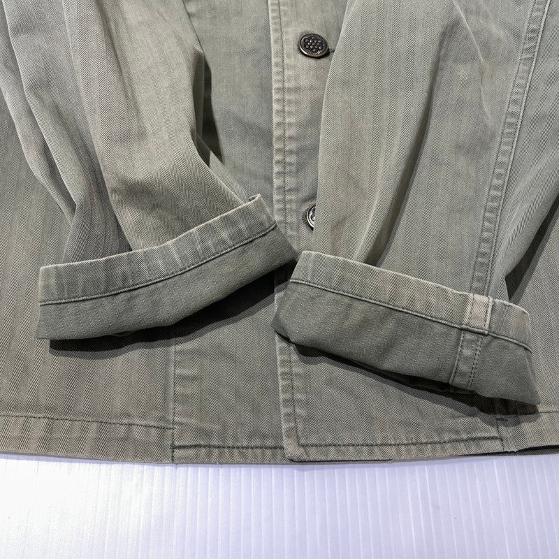 【中古品】【メンズ】 SUPREME シュプリーム 11SS HERRINGBONE MILITARY SHIRT ヘリンボーン ミリタリー シャツ 長袖 トップス 149-260801-yo-14-tei サイズ：M カラー：カーキ 万代Net店