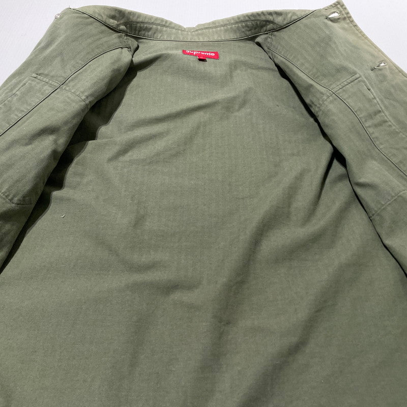 【中古品】【メンズ】 SUPREME シュプリーム 11SS HERRINGBONE MILITARY SHIRT ヘリンボーン ミリタリー シャツ 長袖 トップス 149-260801-yo-14-tei サイズ：M カラー：カーキ 万代Net店