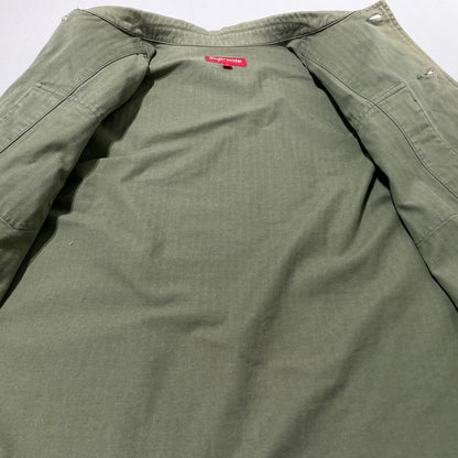 【中古品】【メンズ】 SUPREME シュプリーム 11SS HERRINGBONE MILITARY SHIRT ヘリンボーン ミリタリー シャツ 長袖 トップス 149-260801-yo-14-tei サイズ：M カラー：カーキ 万代Net店