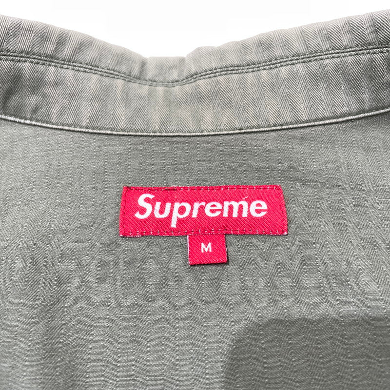 【中古品】【メンズ】 SUPREME シュプリーム 11SS HERRINGBONE MILITARY SHIRT ヘリンボーン ミリタリー シャツ 長袖 トップス 149-260801-yo-14-tei サイズ：M カラー：カーキ 万代Net店