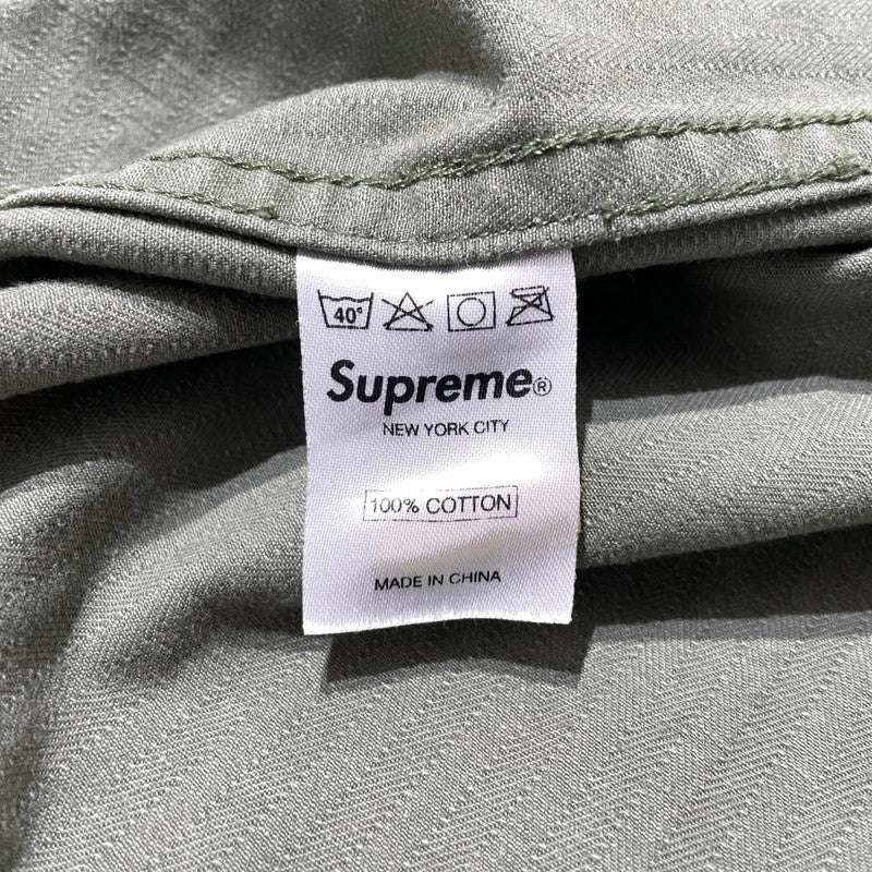 【中古品】【メンズ】 SUPREME シュプリーム 11SS HERRINGBONE MILITARY SHIRT ヘリンボーン ミリタリー シャツ 長袖 トップス 149-260801-yo-14-tei サイズ：M カラー：カーキ 万代Net店