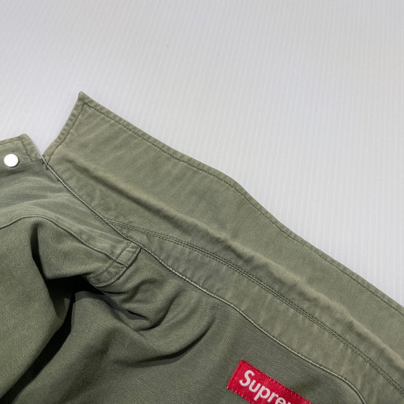【中古品】【メンズ】 SUPREME シュプリーム 11SS HERRINGBONE MILITARY SHIRT ヘリンボーン ミリタリー シャツ 長袖 トップス 149-260801-yo-14-tei サイズ：M カラー：カーキ 万代Net店