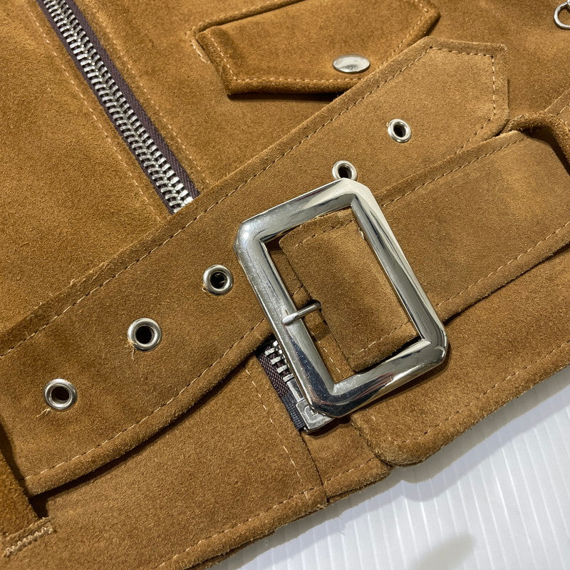 【中古品】【メンズ】 SCHOTT ショット × BEAUTY&YOUTH ビューティーアンドユース 別注 コラボ 613UA SUEDE RIDERS JACKET 7433 スウェード ライダースジャケット アウター 145-260801-yo-03-tei サイズ：36 カラー：ブラウン 万代Net店