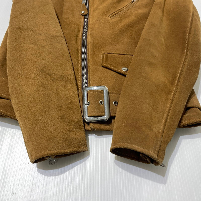 【中古品】【メンズ】 SCHOTT ショット × BEAUTY&YOUTH ビューティーアンドユース 別注 コラボ 613UA SUEDE RIDERS JACKET 7433 スウェード ライダースジャケット アウター 145-260801-yo-03-tei サイズ：36 カラー：ブラウン 万代Net店