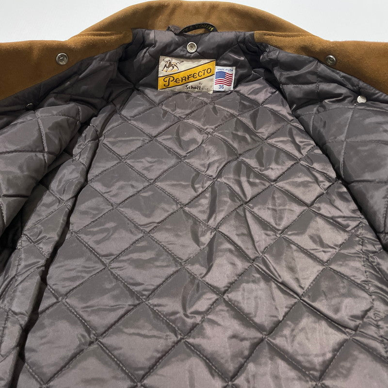 【中古品】【メンズ】 SCHOTT ショット × BEAUTY&YOUTH ビューティーアンドユース 別注 コラボ 613UA SUEDE RIDERS JACKET 7433 スウェード ライダースジャケット アウター 145-260801-yo-03-tei サイズ：36 カラー：ブラウン 万代Net店