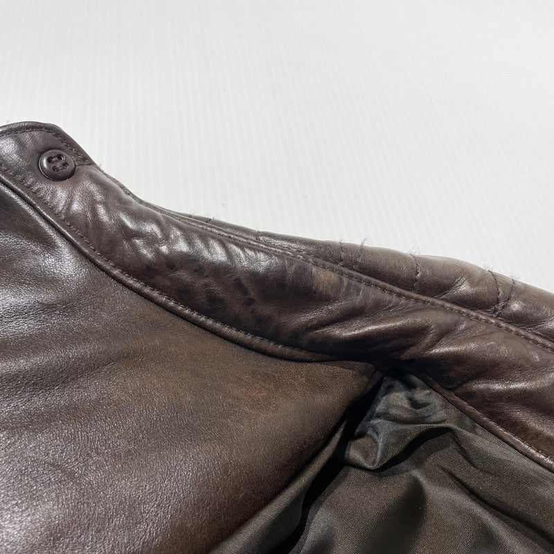 【中古品】【メンズ】 ABAHOUSE アバハウス LEATHER QUILTING COAT 00790010 レザー キルティング コート アウター 牛革 147-260801-yo-04-tei サイズ：2 カラー：ブラウン 万代Net店
