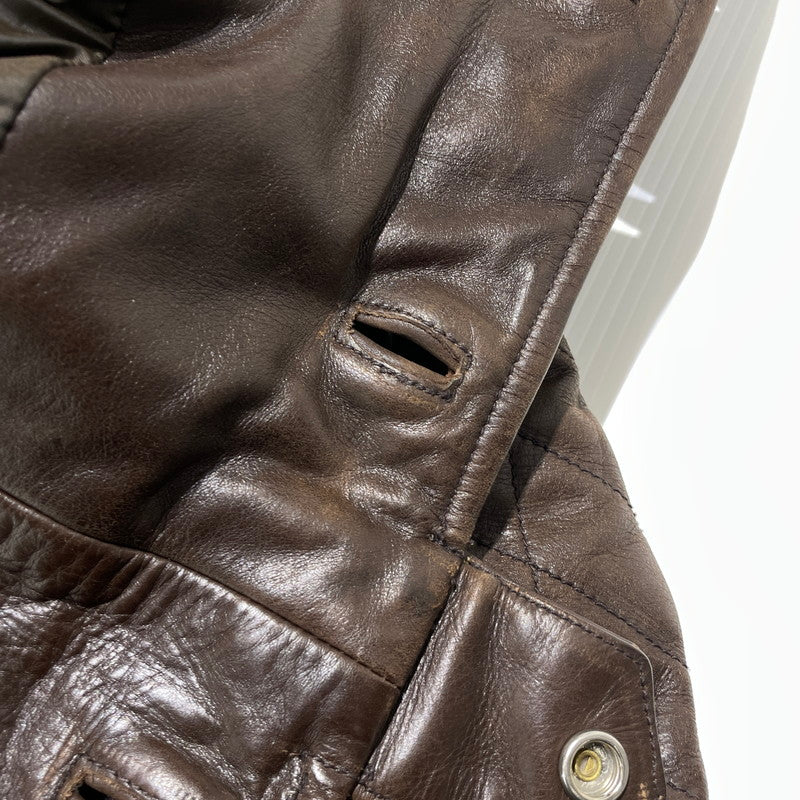 【中古品】【メンズ】 ABAHOUSE アバハウス LEATHER QUILTING COAT 00790010 レザー キルティング コート アウター 牛革 147-260801-yo-04-tei サイズ：2 カラー：ブラウン 万代Net店