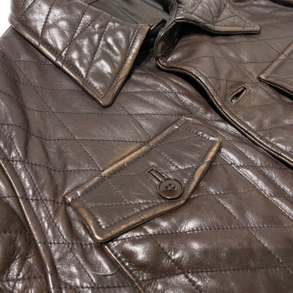 【中古品】【メンズ】 ABAHOUSE アバハウス LEATHER QUILTING COAT 00790010 レザー キルティング コート アウター 牛革 147-260801-yo-04-tei サイズ：2 カラー：ブラウン 万代Net店