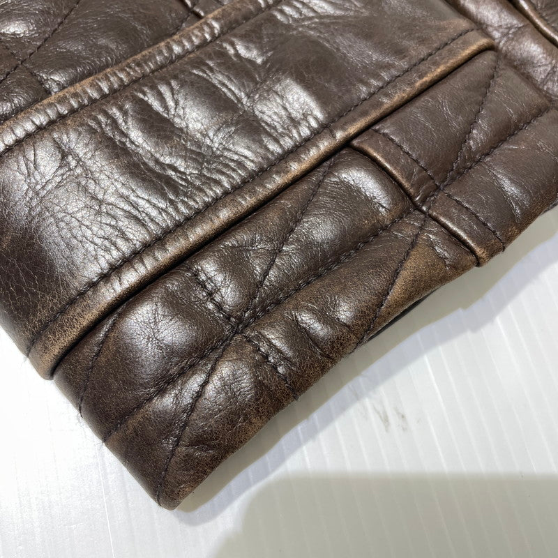 【中古品】【メンズ】 ABAHOUSE アバハウス LEATHER QUILTING COAT 00790010 レザー キルティング コート アウター 牛革 147-260801-yo-04-tei サイズ：2 カラー：ブラウン 万代Net店