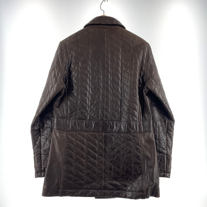 【中古品】【メンズ】 ABAHOUSE アバハウス LEATHER QUILTING COAT 00790010 レザー キルティング コート アウター 牛革 147-260801-yo-04-tei サイズ：2 カラー：ブラウン 万代Net店