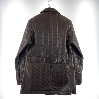 【中古品】【メンズ】 ABAHOUSE アバハウス LEATHER QUILTING COAT 00790010 レザー キルティング コート アウター 牛革 147-260801-yo-04-tei サイズ：2 カラー：ブラウン 万代Net店