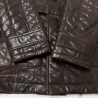 【中古品】【メンズ】 ABAHOUSE アバハウス LEATHER QUILTING COAT 00790010 レザー キルティング コート アウター 牛革 147-260801-yo-04-tei サイズ：2 カラー：ブラウン 万代Net店