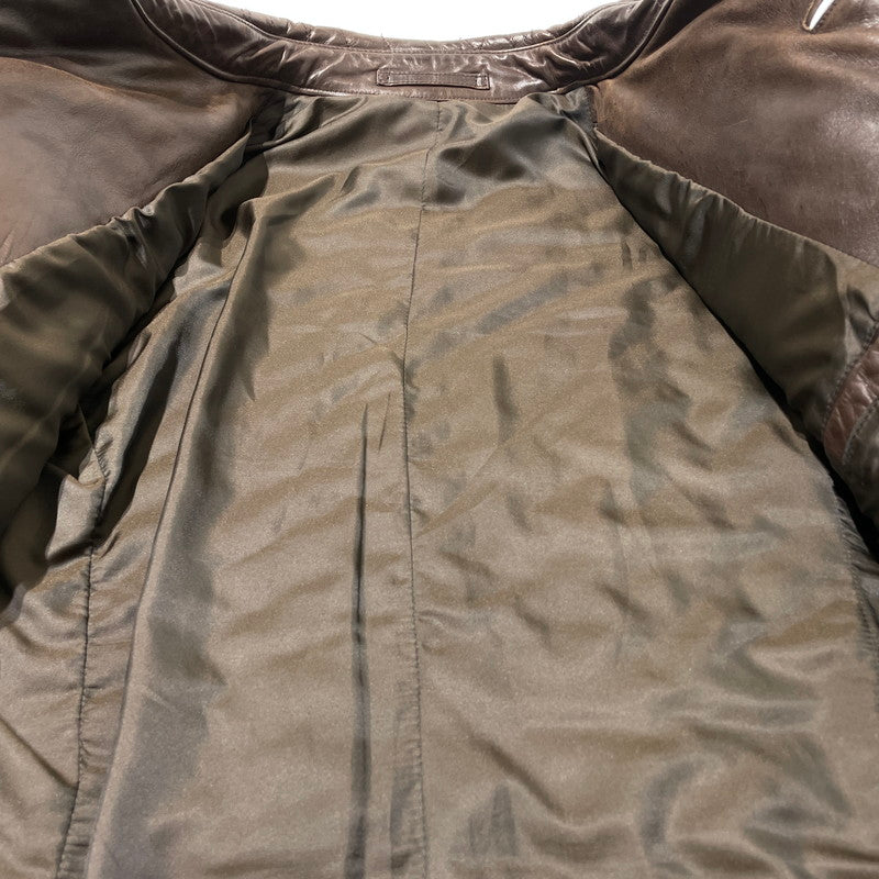 【中古品】【メンズ】 ABAHOUSE アバハウス LEATHER QUILTING COAT 00790010 レザー キルティング コート アウター 牛革 147-260801-yo-04-tei サイズ：2 カラー：ブラウン 万代Net店