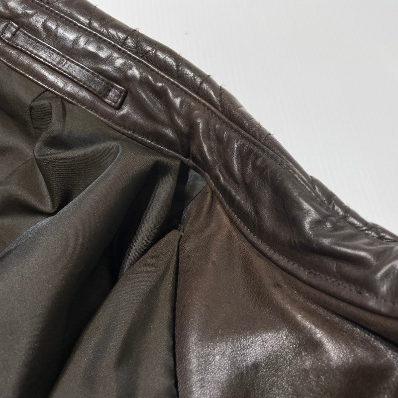 【中古品】【メンズ】 ABAHOUSE アバハウス LEATHER QUILTING COAT 00790010 レザー キルティング コート アウター 牛革 147-260801-yo-04-tei サイズ：2 カラー：ブラウン 万代Net店