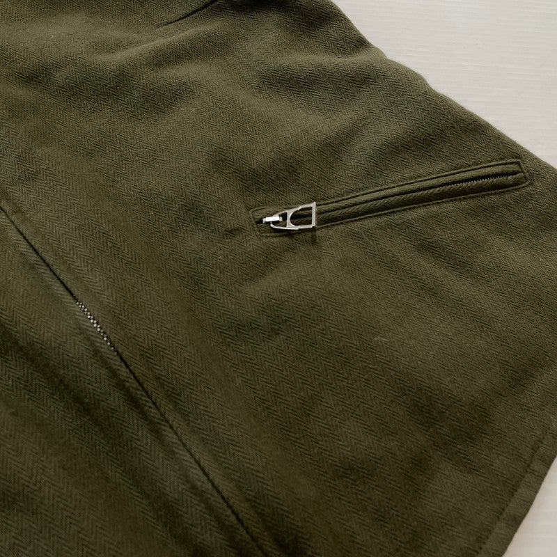 【中古品】【メンズ】 HERMES エルメス HERRINGBONE ZIP VEST ヘリンボーン ジップ ベスト トップス 141-260804-sa-01-tei サイズ：M カラー：カーキ 万代Net店