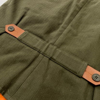 【中古品】【メンズ】 HERMES エルメス HERRINGBONE ZIP VEST ヘリンボーン ジップ ベスト トップス 141-260804-sa-01-tei サイズ：M カラー：カーキ 万代Net店