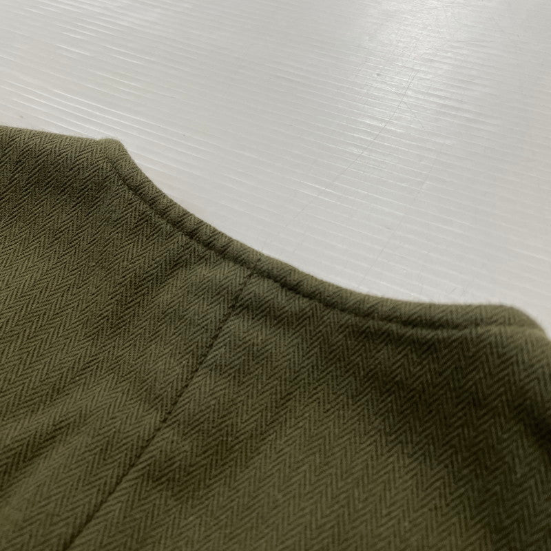 【中古品】【メンズ】 HERMES エルメス HERRINGBONE ZIP VEST ヘリンボーン ジップ ベスト トップス 141-260804-sa-01-tei サイズ：M カラー：カーキ 万代Net店