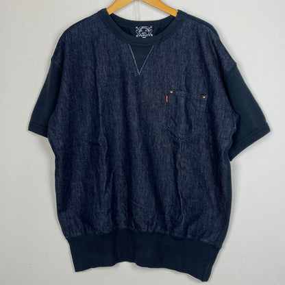【中古品】【メンズ】 EVISU エビス DOCKING DENIM S/S SWEAT ドッキング デニム ショートスリーブ スウェット 半袖 トップス 145-260804-sa-10-tei サイズ：42 カラー：インディゴ 万代Net店